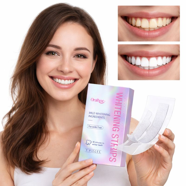 Oralhoe Teeth Whitening Strips  Visibly Whiter Teeth in Just 30 Minutes — Peroxide-Free